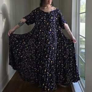 Vintage Flowy Floral Dress